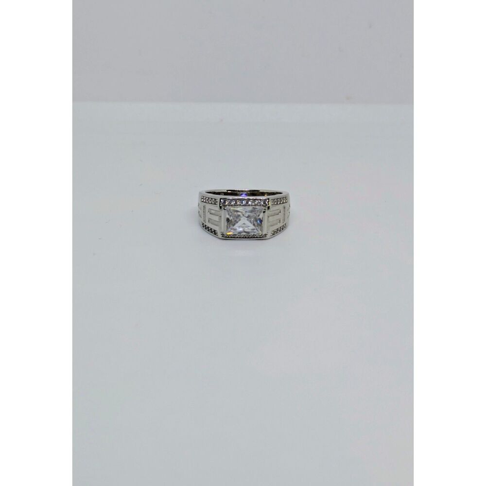 Men's Iced Out radiant cut Silver xp band size 7 CZ Ring